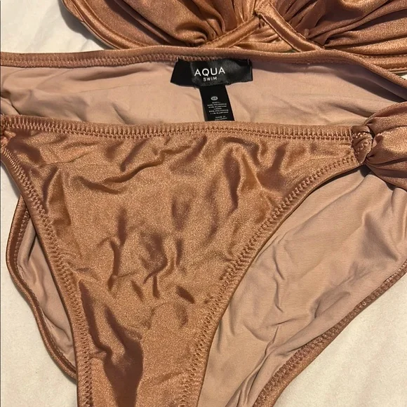 Aqua Brown Satin Bra with Unique Strap Design - Picture 4 of 6